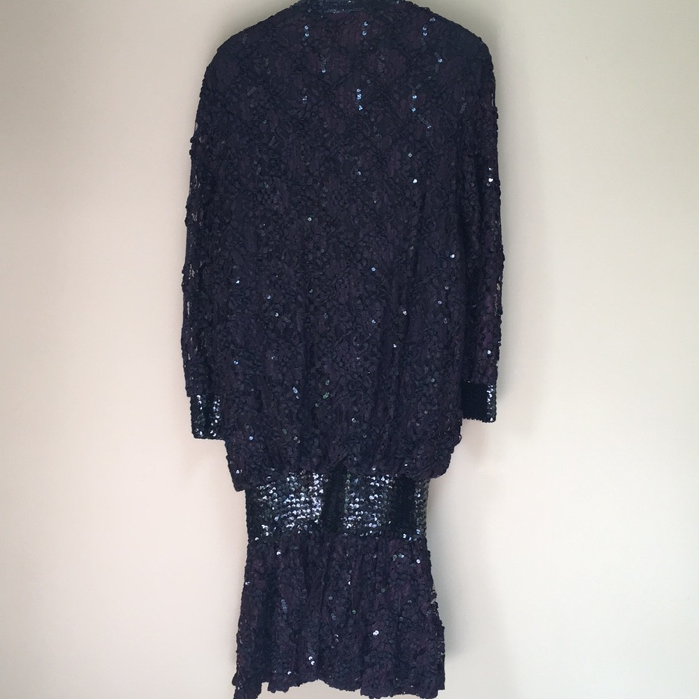 Vintage Damianou Black Lace & Sequined Dress M - Picture 5 of 6